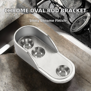 Support de tringle de penderie ovale en acier chromé de 16 mm pour étagère et tube de suspension - Product Image 2