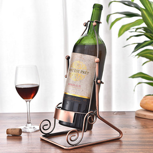 Porte-<span class=keywords><strong>bouteilles</strong></span> de table autoportant, décoration de <span class=keywords><strong>cave</strong></span> <span class=keywords><strong>à</strong></span> <span class=keywords><strong>vin</strong></span>, design classique vintage, support en fer pour <span class=keywords><strong>bouteilles</strong></span> - Product Image 4