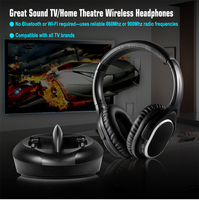 Casque TV sans fil UHF YH998 rechargeable, audio HIFI, émetteur 2-en-1, base de charge, portée 330 pieds, Plug & Play optique