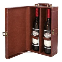 Boîte de luxe étui de transport en cuir boîte-cadeau de vin en cuir PU marron à l'extérieur boîte à vin personnalisée
