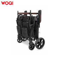Chariot tout-terrain WOQI avec sièges inclinables, poignée de poussée/tirage, roues en caoutchouc, plateau d'activités, chariot pliable pour quatre enfants
