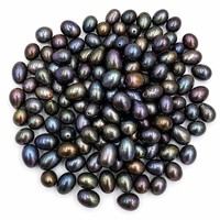 Perles de culture d'eau douce vertes paon 8-9mm en forme de riz, brin lâche pour la fabrication de bijoux