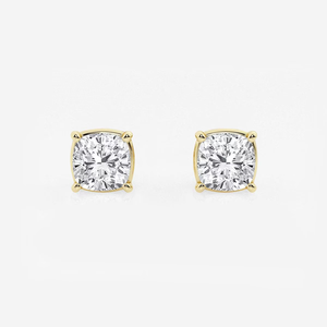 Boucles d'oreilles solitaires de luxe 2 carats en diamant de laboratoire certifié taille coussin, étincelantes, bijoux fins éthiques pour femme - Product Image 5