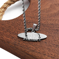 Charme de pendentif personnalisé en acier inoxydable argenté avec gaufrage 2D mots design logo nom lettre collier avec boîtes d'emballage