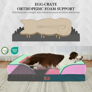 سرير كلاب طبي كبير الحجم XL، مقاوم للماء، مع حواف قابلة للإزالة، غطاء قابل للغسل، قاعدة غير قابلة للانزلاق، مستطيل الشكل، بلون النعناع والتوت، قابل للتخصيص - Product Image 2