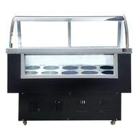 Vitrine ronde commerciale d'affichage de crème glacée de baril/casserole carrée vitrine de crème glacée dure en verre transparent pour des saveurs multi