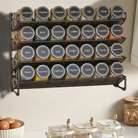 Étagère à épices de cuisine à 4 niveaux, organiseur de bocaux à épices, support pour porte de cuisine, étagère à épices et condiments, rangement à domicile