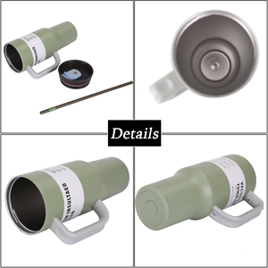 Borraccia Termica da 40oz con Manico e Coperchio a Doppio Beccuccio, Rivestimento Opaco Estetico, Isolamento Sottovuoto, Ideale per un Stile di Vita Virale sui Social Media - Product Image 2