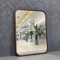 Miroir rectangulaire en bois finition noyer, miroir mural HD pour salle de bain, chambre à coucher, décoration intérieure