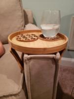 Plateau à clipser pour accoudoir de canapé en bambou naturel Table d'appoint pour télécommande et porte-boisson Plateau à clipser pour canapé