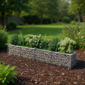 Jardinière surélevée en gabion en acier galvanisé argenté 141,7x19,7x19,7 pouces - Product Image 2