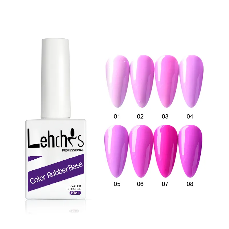 Lehchis Private Label Nail Supplies for Professionals Non Toxic Uv Nails Gel Color Macaron Purple Colours Polish Rubber Base Coa