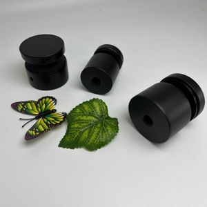 Juego de cuatro espaciadores de vidrio negro mate con tapa de rosca, premium, para orificios de tornillos de separación de paneles, para herrajes de barandillas de vidrio <span class=keywords><strong>Causeway</strong></span> - Product Image 1