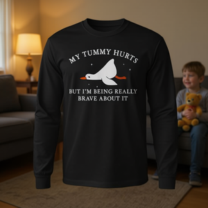 Mon ventre fait mal, mais je fais preuve de courage en face de la chose. T-shirt à manches longues Silly Goose - Product Image 3