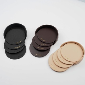 Custom Popular Printed <b>Coasters</b> Set <b>Drink</b> Set PU Leather Genuine Leather Round square <b>Coasters</b> With Logo - Product Image 4