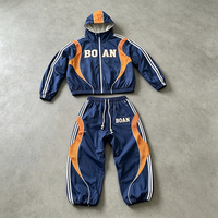 Ensemble de survêtement en nylon patchwork personnalisé pour homme, veste zippée et pantalon rayé, ensemble de jogging design, vêtements de sport légers et imperméables