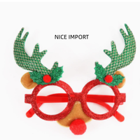 Montures de lunettes de Noël rouges avec longs bois de cerf verts, lunettes décoratives pour fêtes de Noël, cadeaux de Noël