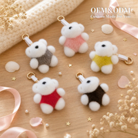 Llavero de oso de peluche de piel de visón auténtica al por mayor, bonito colgante para bolso, suave y esponjoso, estilo Kawaii, 5 colores, OEM personalizado, 11 cm