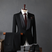 Jas Hitam Pria 3-Piece Slim Fit untuk Pernikahan, Kancing Depan, Blazer Bisnis, Jas Pengiring Pria XL Single Breasted, Veste Costume Homme