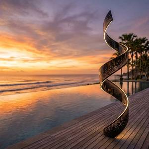 Escultura Espiral Abstracta Moderna para Exteriores de 3 m, Estatua de Cinta Retorcida de Acero Inoxidable 316 para Jardín de Lujo - Product Image 3