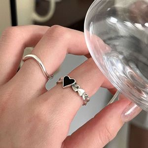 Silver S925 Sterling Silver Heart Enamel <b>Ring</b> <b>Open</b> Index Finger Women's Minimalist Style Jewelry Everyday Wear - Product Image 1
