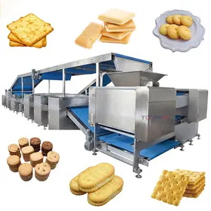 Automatic biscuit industrial baking equipment energy saving gas tunnel oven hard/soft biscuits with biscuit packaging machine