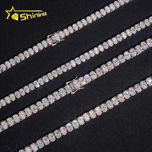 سلسلة تنس فاخرة من الموسانيت بيضاوية الشكل، مصنوعة من الفضة الإسترلينية عيار 925 مطلية بالذهب، تجتاز اختبار الألماس، قلادة تنس من الموسانيت، سلسلة متألقة - Product Image 3