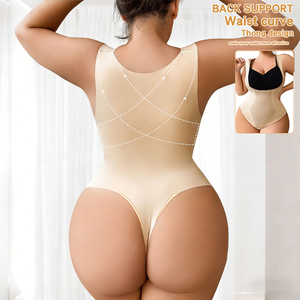 En gros Marque privée Body sculptant en jersey pour femme grande taille, entrejambe <span class=keywords><strong>ouvert</strong></span>, effet ventre plat, rehaussement des fesses, soutien dorsal, respirant - Product Image 2