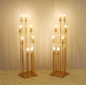 8-Head ferro placcatura oro alta candelabro oggetti di scena di nozze per la zona di benvenuto decorazione festa di casa-elegante strada piombo T piattaforma <span class=keywords><strong>finestra</strong></span> - Product Image 2