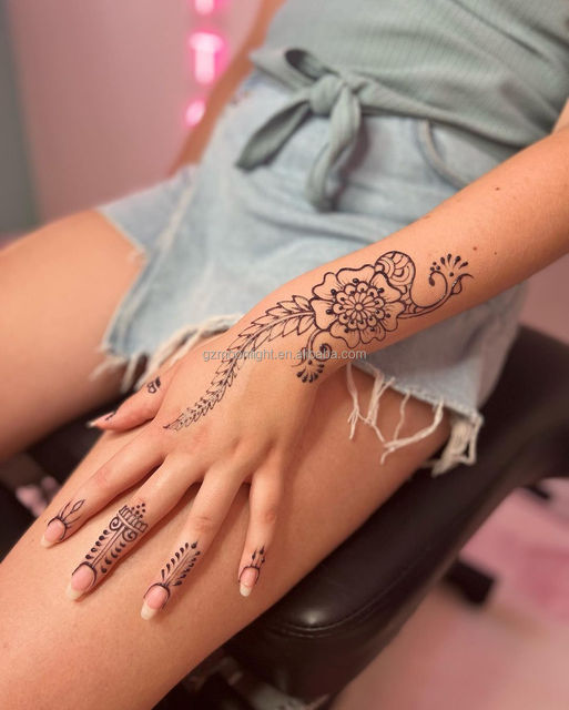 High Quality Cheap Moonlight PVC Henna Temporary Tattoo Stencils 3-Layer Paper 2pc/opp Bag for Airbrush Ink Use China Suppliers
