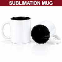 Mug à café en céramique vierge de 11 oz avec intérieur coloré et poignée, personnalisable avec logo, idéal pour promotion, prix usine