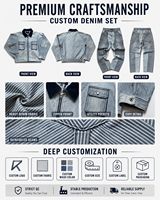 Ensembles de vestes en jean tissé boutonnées et de pantalons baggy MENGTU pour hommes, streetwear automne, qualité supérieure, bleu vintage