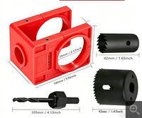 Kit d'installation de serrure de porte, gabarit de guidage en plastique réglable avec scie cloche en acier au carbone pour portes de 35 à 43 mm d'épaisseur