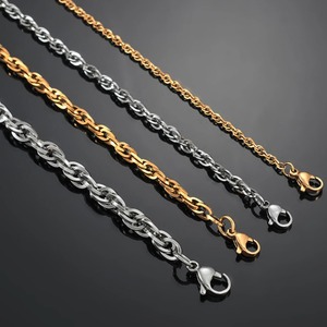 Cadena de Eslabones Trenzados de Acero Inoxidable, Collar Largo para Mujeres y Hombres, Gargantilla Punk Rock, Color Dorado/Plateado, Accesorios de Joyería, Regalo - Product Image 3