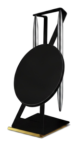 Ensemble de bureau moderne en plastique et métal noir et or, avec chargeur sans fil et porte-stylo vertical, cadeaux d'entreprise personnalisés - Product Image 2