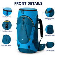 Sac à dos de randonnée grande capacité 65L, résistant à l'eau, respirant, pour le camping et la randonnée en plein air