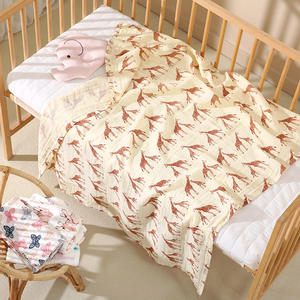 Nouveau quatre saisons doux respirant 100% coton mousseline bébé couverture avec plume de soie remplissage tissé motif fleurs étoiles nouveau-nés - Product Image 5