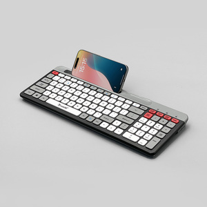 New <strong>High</strong> <strong>Quality</strong> Slim 2.4G BT <strong>Wireless</strong> Three Mode Plastic Desktop <strong>Keyboard</strong> Chocolate Keys Rechargeable Type C Stand Card Slot - Product Image 4