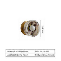 Applique murale de luxe en marbre naturel, luminaire rond en pierre avec globe en verre opale et finition laiton pour chambre, hôtel, salon