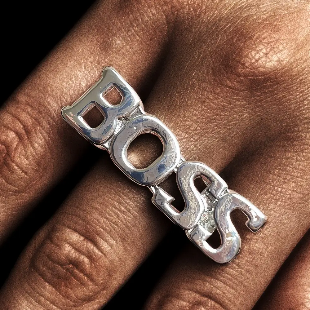 แหวนแฟชั่นฮิปฮอปสำหรับผู้ชาย,แหวนตัวอักษรสีทองสีเงินสำหรับผู้ชายเครื่องประดับเด็กชาย