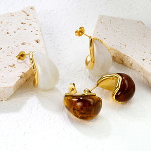 Huggie <b>Earrings</b> Geometric Zinc Alloy Stainless Steel <b>Post</b> Fashion Dangle <b>Earrings</b> For Women Statement Jewelry Accessories - Product Image 2