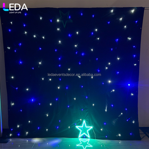 लेडा अनुकूलित आरजीबीडब्ल्यू रंग की अगुवाई वाली स्टाररी पर्दे शादी के चरण की सजावट के लिए हल्के आकाश काले कपड़े बैकड्रॉप - Product Image 6
