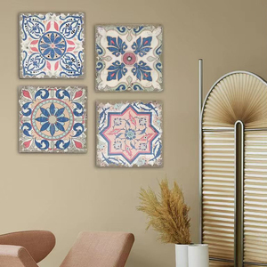 Juego de 4 Decoraciones de Pared de Madera Cuadradas Rústicas Vintage para la Sala de Estar del Hogar - Product Image 2