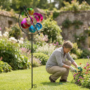 Mulini a Vento in Ferro da Esterno Più Venduti - Decorazioni Creative per Giardino e Prato, Ornamenti Eolici Blu - Product Image 3