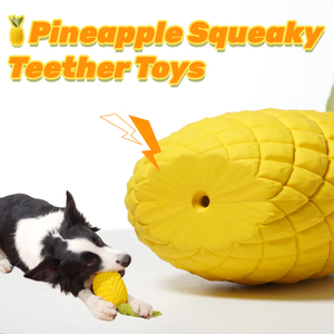Toptan dayanıklı doğal kauçuk köpek çiğneme oyuncakları çevre dostu gıcırtılı ananas diş çıkarma köpek oyuncak - Product Image 2