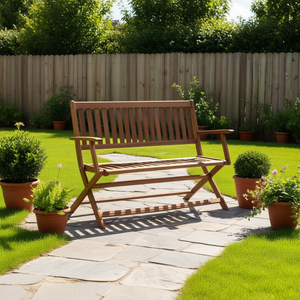 Solid Acacia <b>Wood</b> Brown <b>Garden</b> <b>Bench</b> <b>2</b> <b>Seater</b> Durable Outdoor Patio Furniture Traditional Style Modern Design - Product Image 2