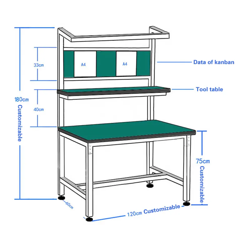 Customized anti-static packing workbench factory workshop assembly line inspection work table