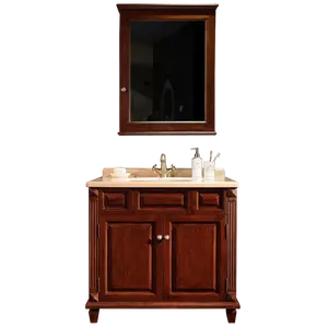 GODI बड़े नई डिजाइन देहाती गुणवत्ता स्थापित करने के साथ प्रकाश की लकड़ी बाथरूम आपा दर्पण भंडारण अलमारियाँ countertop सिंक के साथ