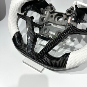 Volante de Carreras de Fibra de Carbono Negro para Hyundai Tucson 2011 2018 <span class=keywords><strong>2020</strong></span> 2024 con Cuero Perforado Blanco, Venta Directa de Fábrica, Nuevo - Product Image 3
