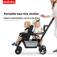 Seebab T12 Poussette pour Bébé à Double Cadre Pliable en Acier Inoxydable Portable Voyage en Plein Air 2 Places Wagon Auvent 20KG Capacité de Charge